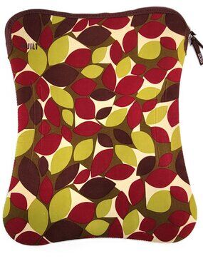 BUILT NY Neoprene Laptop Tablet Sleeve Padded Case - Fall Leaf Print Red Green